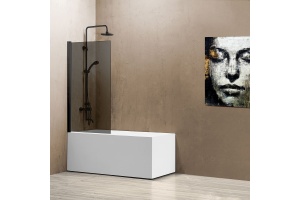Шторка на ванну Vincea VSB-11800CGB 80 см, профиль чёрный, стекло тонированное