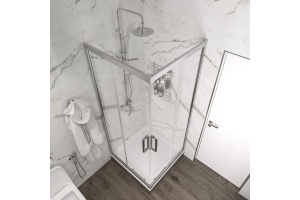 Душевой уголок STWORKI Дублин 90x90 см профиль хром матовый, прозрачное стекло, квадратный - 2