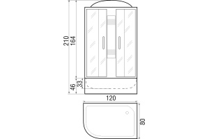 Душевая кабина с поддоном River Nara 120/80/44 MT R (10000002823) - 3