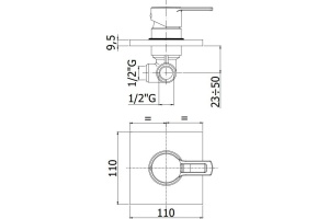 Смеситель Cezares Ovest DIM-01 с внутренней частью, для душа, хром - 2