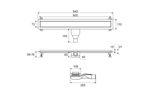 Душевой лоток Excellent Stilio 60 под облицовку плиткой хром - 3