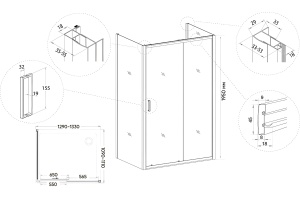 Душевой уголок Veconi Rovigo RV-046B 130x110, черный - 3
