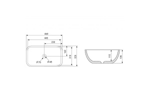 Накладная раковина Abber Rechteck 46 серебро - 2