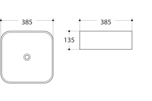 Раковина керамическая накладная AM-78110, цвет белый, 385х385х135 - 2