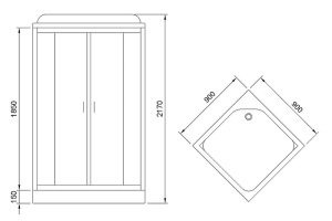 Душевая кабина Royal Bath 80x80 профиль белый стекло прозрачное - 2