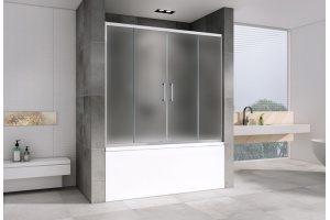 Шторка на ванну Abber Schwarzer Diamant 160х140 профиль хром стекло матовое - 2