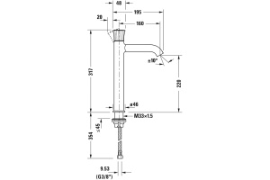 DURAVIT (White Tulip) Однорычажный смеситель для умывальника 317 мм, хром - 2