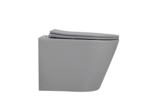 Унитаз подвесной Abber Bequem безободковый с сиденьем микролифт серый матовый - 2