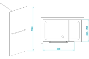 Душевая перегородка RGW Walk In WA-040 90х195 профиль хром стекло прозрачное - 3