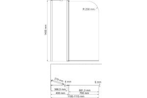 Шторка на ванну Wasserkraft Leine 35P02-110W - 2