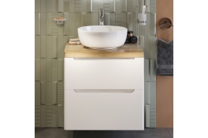 Тумба с раковиной STWORKI Берген 60 белая со светлой столешницей, Moon 1