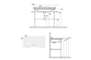 Kerasan Waldorf Металлическая структура для раковины 120см, со стеклянной полочкой, цвет бронза (из 2-х коробок: арт. 920393+920293 и 920401) - 2