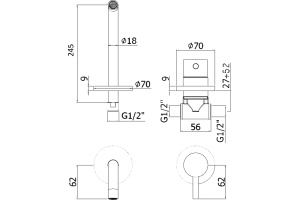 Смеситель Paffoni Light LIG007BO70 С ВНУТРЕННЕЙ ЧАСТЬЮ, для раковины - 3