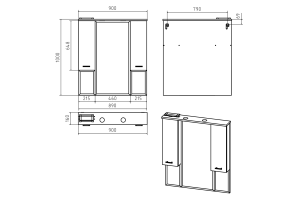 Терра - 90 зеркало-шкаф белый - 2