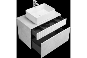 Тумба с раковиной Aquaton Марбл 80 белый-серый - 3