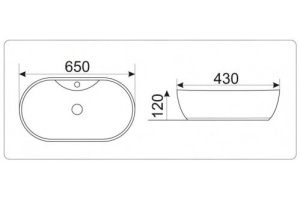 Раковина накладная Ceramalux N 65 белый (9438) - 3