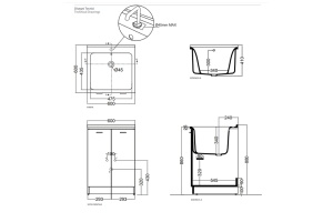 Kerasan Aquadom Раковина 60х60см с 1 отв. выбитым под смеситель (запчасть для комплекта для постирочной 9165), без сифона 7535 , цвет белый - 2