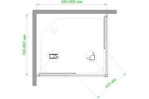 Душевой уголок Royal Bath HPD 90х80 профиль черный стекло матовое - 3
