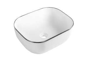 Раковина накладная CeramaLux NC 50 см белый/серебро (D1302H011) - 2