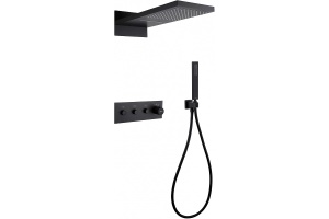 Душевая система Abber Rund с термостатом черная матовая