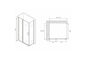 Душевой уголок Abber Sonnenstrand 110х75 хром стекло матовое - 2