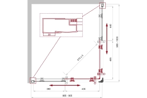 Душевой уголок BelBagno Uno 120х90 стекло прозрачное (UNO-195-AH-2-100/90-C-Cr) - 3