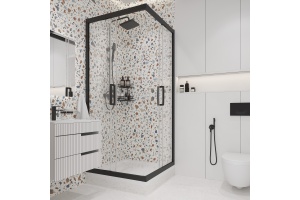 Душевой уголок STWORKI Дублин 90x90 см профиль черный матовый, прозрачное стекло, квадратный - 2