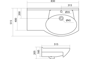 Мебельная раковина Stella Polar Коралл 83 левая белая - 2