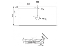 Столешница BelBagno 90х46 бежевый матовый мрамор (KEP-90-MCO) - 3