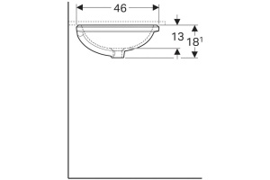 500.758.01.2 Geberit VariForm Раковина с установкой под столешницу  эллиптичекой формы, T1=55х40 см, без отв. под смеситель, без отв. перелива - 2