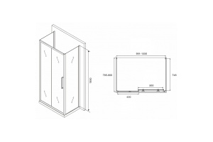 Душевой уголок Abber Schwarzer Diamant 100х80 хром стекло матовое - 2