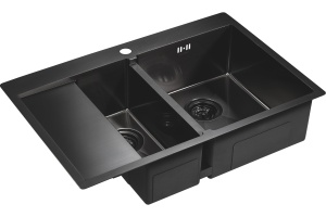 Мойка кухонная Paulmark Liga R 78 темный хром  - 3