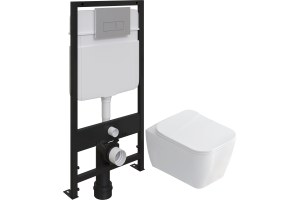 Комплект Унитаз подвесной STWORKI Монтре SETK3204-2616 безободковый, с микролифтом + Система инсталляции для унитазов EWRIKA ProLT 0026-2020 с кнопкой смыва 0040 хром матовый