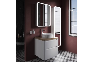 Тумба с раковиной STWORKI Берген 60 белая со светлой столешницей, раковина Sottile 1478-001-0125 - 3