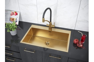 Мойка кухонная Paulmark Vast 75 брашированное золото - 2