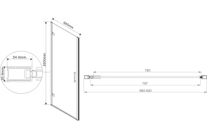 Душевая дверь в нишу Vincea Flex VDP-1F900CG 90 см, хром, стекло тонированное - 3