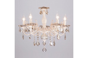 Подвесная люстра Eurosvet Elisha 3281/5 белый с золотом/тонированный хрусталь Strotskis