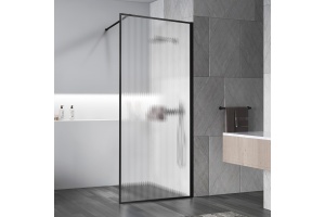 Душевая перегородка Vincea Walk-In 100х200 профиль черный стекло рифленое