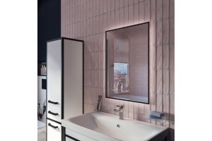 Зеркало DIWO Элиста 50 черное, с подсветкой светодиодной, прямоугольное, настенное, российское - 3