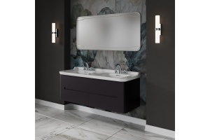 Kerasan Waldorf База подвесная под раковину 150см, с 4 ящиками, лак.дерево, цвет: черный матовый/Nero matt