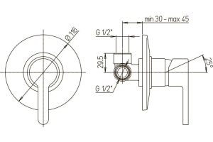 Смеситель для душа Paini Arena 92CR6902SFTLMKM С ВНУТРЕННЕЙ ЧАСТЬЮ - 2