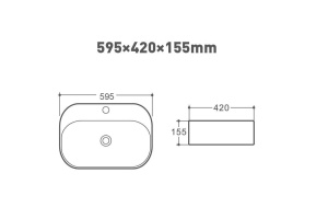 Раковина керамическая накладная, овальная AM1630-A - 2