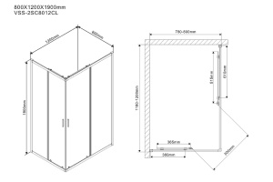 Душевой уголок Vincea Scala 120х80 хром стекло прозрачное - 2