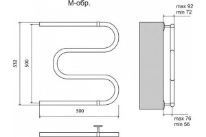 Водяной полотенцесушитель Terminus M-образный 500х500 Хром - 3