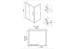 Душевая стенка Niagara Nova 70 NG-A70 профиль Хром стекло прозрачное - 3