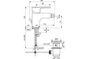 BC626AA CERAPLAN III SLIM смеситель для биде - 2