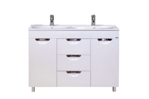 Тумба с двумя раковинами Misty София 120 белая глянцевая