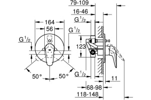 Смеситель Grohe Eurostyle 23730003 С ВНУТРЕННЕЙ ЧАСТЬЮ, для ванны с душем - 2