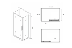 Душевой уголок Abber Schwarzer Diamant (AG30120BH-S80B-S80B) - 2