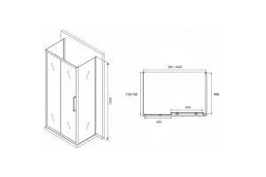Душевой уголок Abber Schwarzer Diamant 100х75 хром стекло матовое - 2